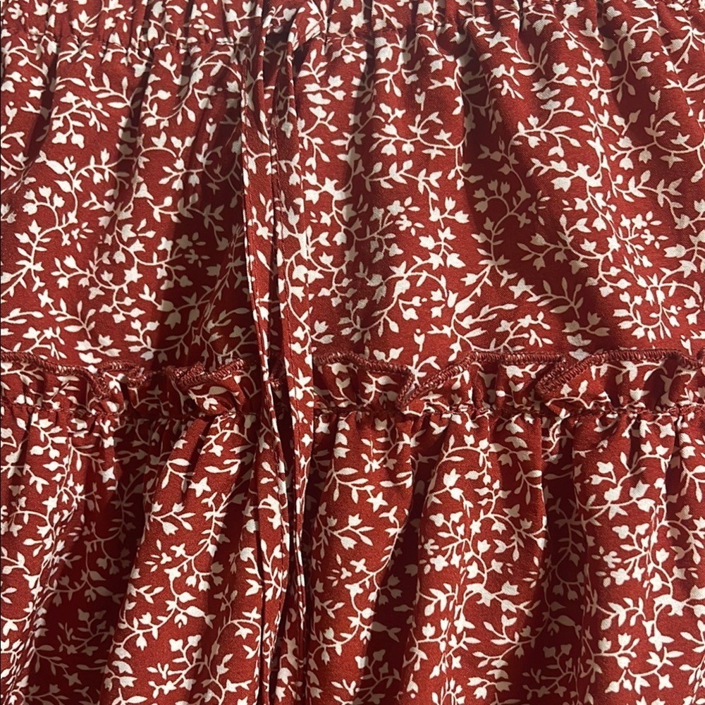 Red Floral Ruffled Mini Skirt - Picture 4 of 4